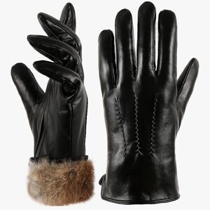 Mens Black Leather Driving Gloves
